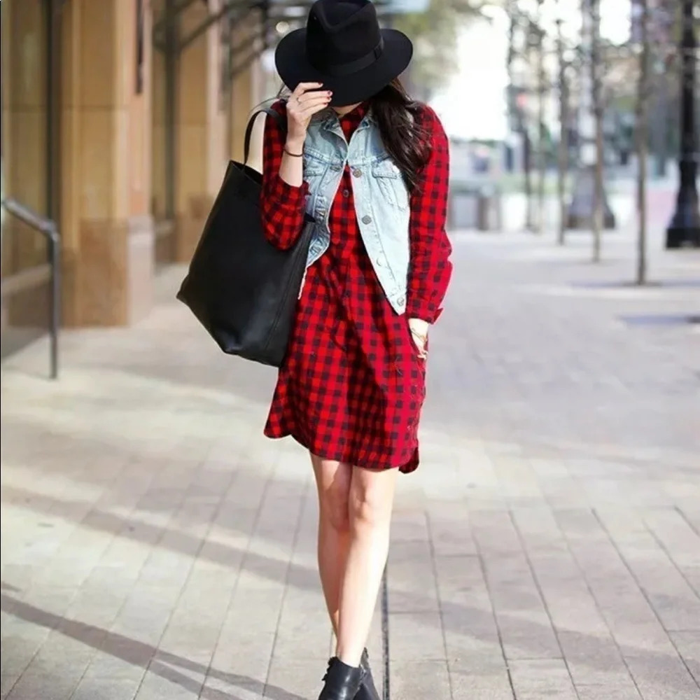 Madewell Flannel‎ Latitude Buffalo Check Shirtdress